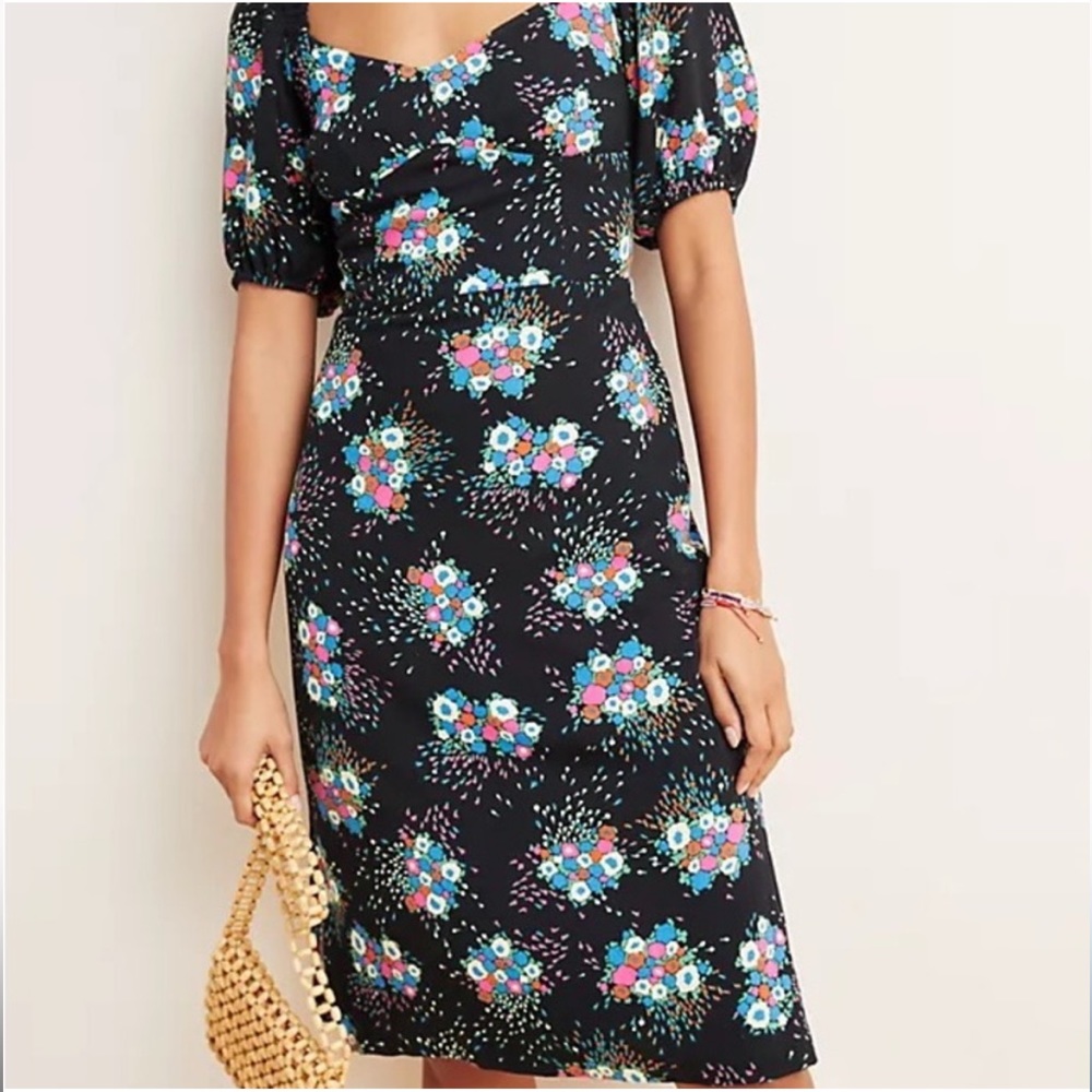 Anthropologie “By Anthropologie” black floral dress size 4
